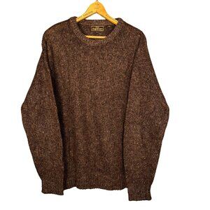 Vintage Speckled Wool Blend Sweater – Chocolate Brown Knit – Rustic Cabin Core
